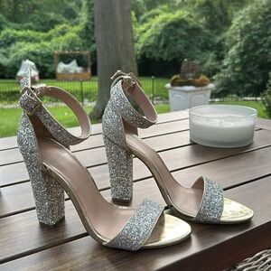 Chunky Sequined High Heeled Dress Shoes PROM